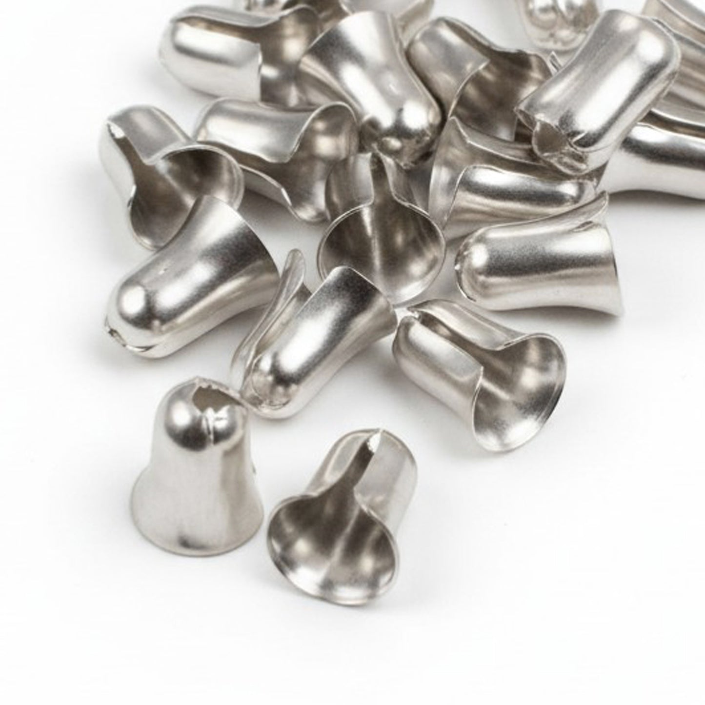 20 Silver Bell Pendants for Pull Chains, Nickel Plated Brass #6 Ball Chain Ends