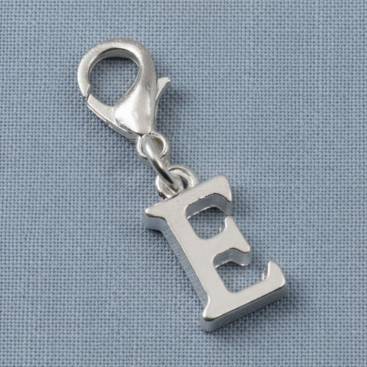 Silver Letter E Charm, Initial Alphabet Clip-On, Personalized Jewelry, Custom Initial Charm