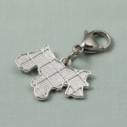 Schnauzer Dog Clip-On Charm, Black and White Enamel, Lobster Clasp Bag Accent