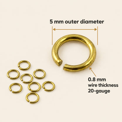 Yellow Niobium Jump Rings 5mm, 20G Hypoallergenic Jewelry Making, 20-Pack
