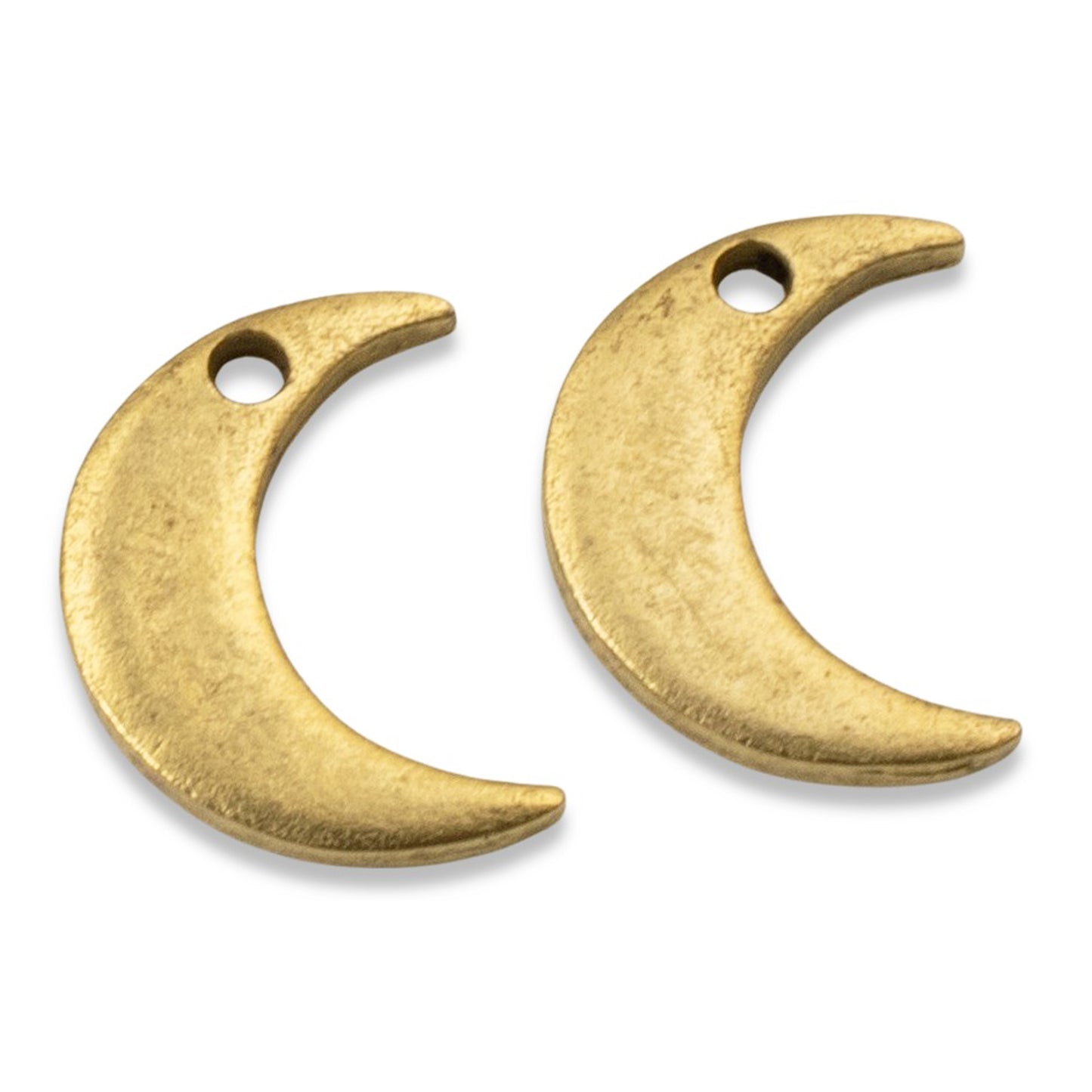 Celestial Gold Moon Charms, 2Pc 24k Plated Crescent Metal Stamping Flat Tags