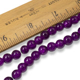 50 Purple 8mm Round Glass Crackle Beads, Ideal for DIY Handmade Jewelry & Crafts