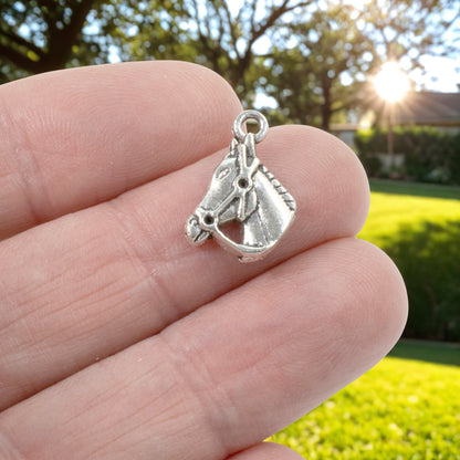 15 Silver Horse Charms - Cowboy Rodeo Pendants - DIY Western Jewelry-Making