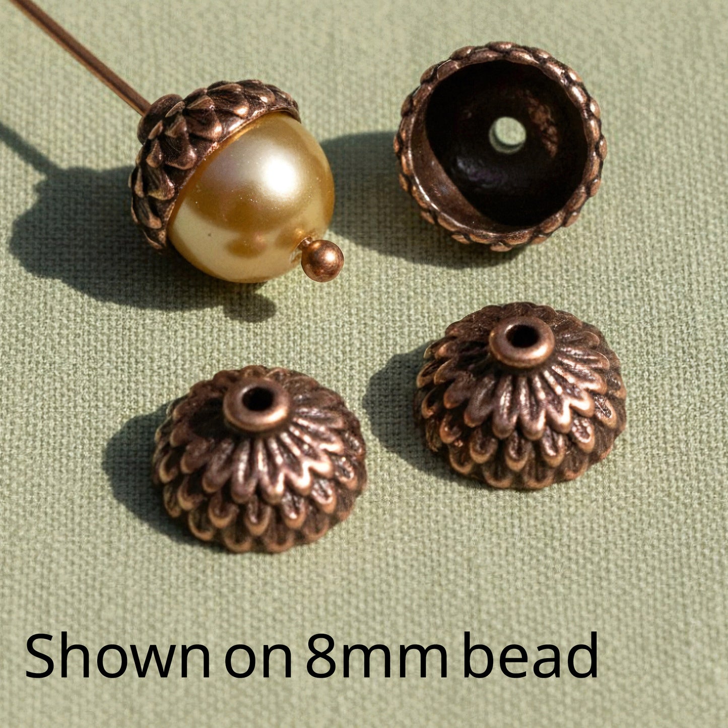 Antique Copper Acorn Bead Caps, 20-Pack Fall Autumn Findings for Jewelry Making
