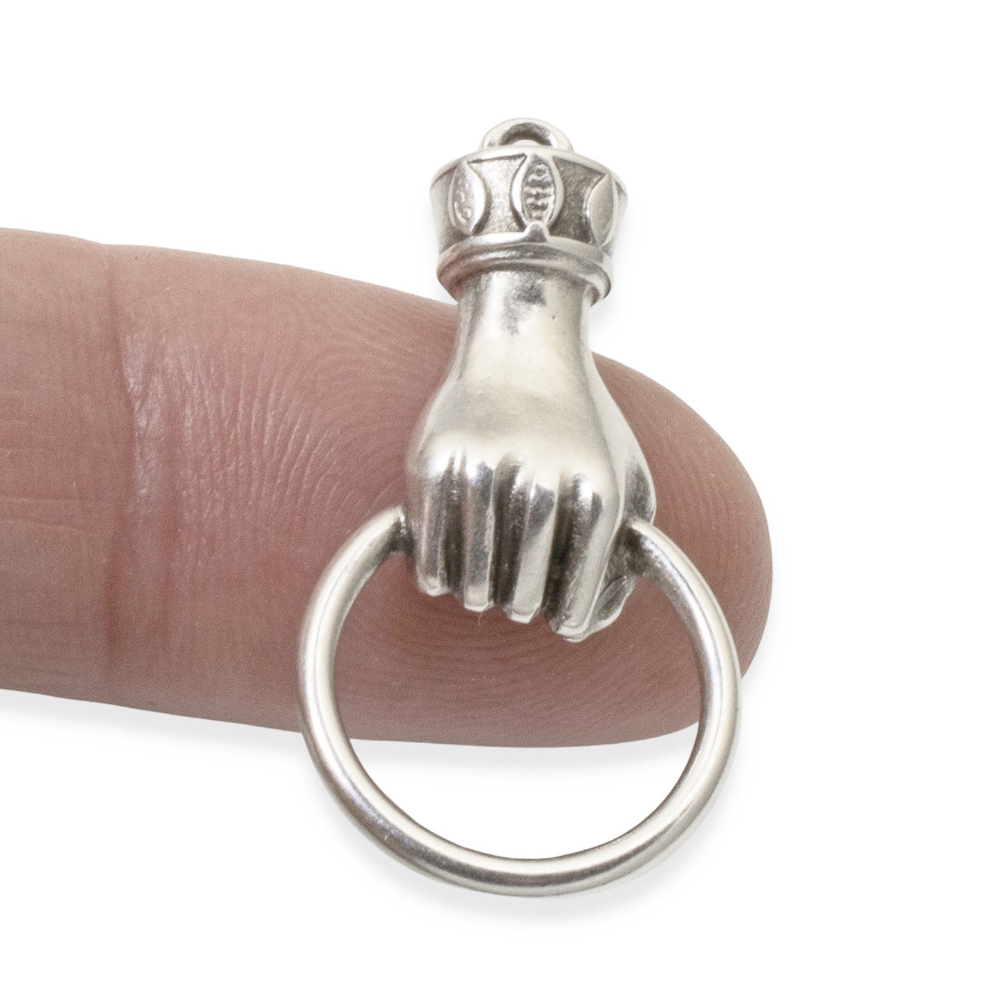 Hand Holding Ring Connector, Silver Customizable Charm Holder, Versatile 2-Pack