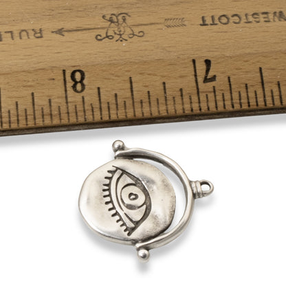 Evil Eye Pendant, 1Pc Sterling Silver Plated European Charm, Mystical Protection Symbol