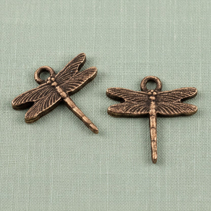 Dragonfly Charms: 2Pc Antique Copper Pewter 16mm Nature Insect Garden Transformation Jewelry
