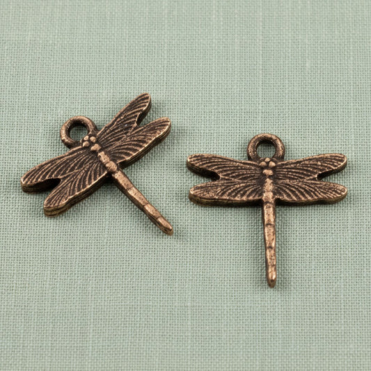 Dragonfly Charms: 2Pc Antique Copper Pewter 16mm Nature Insect Garden Transformation Jewelry