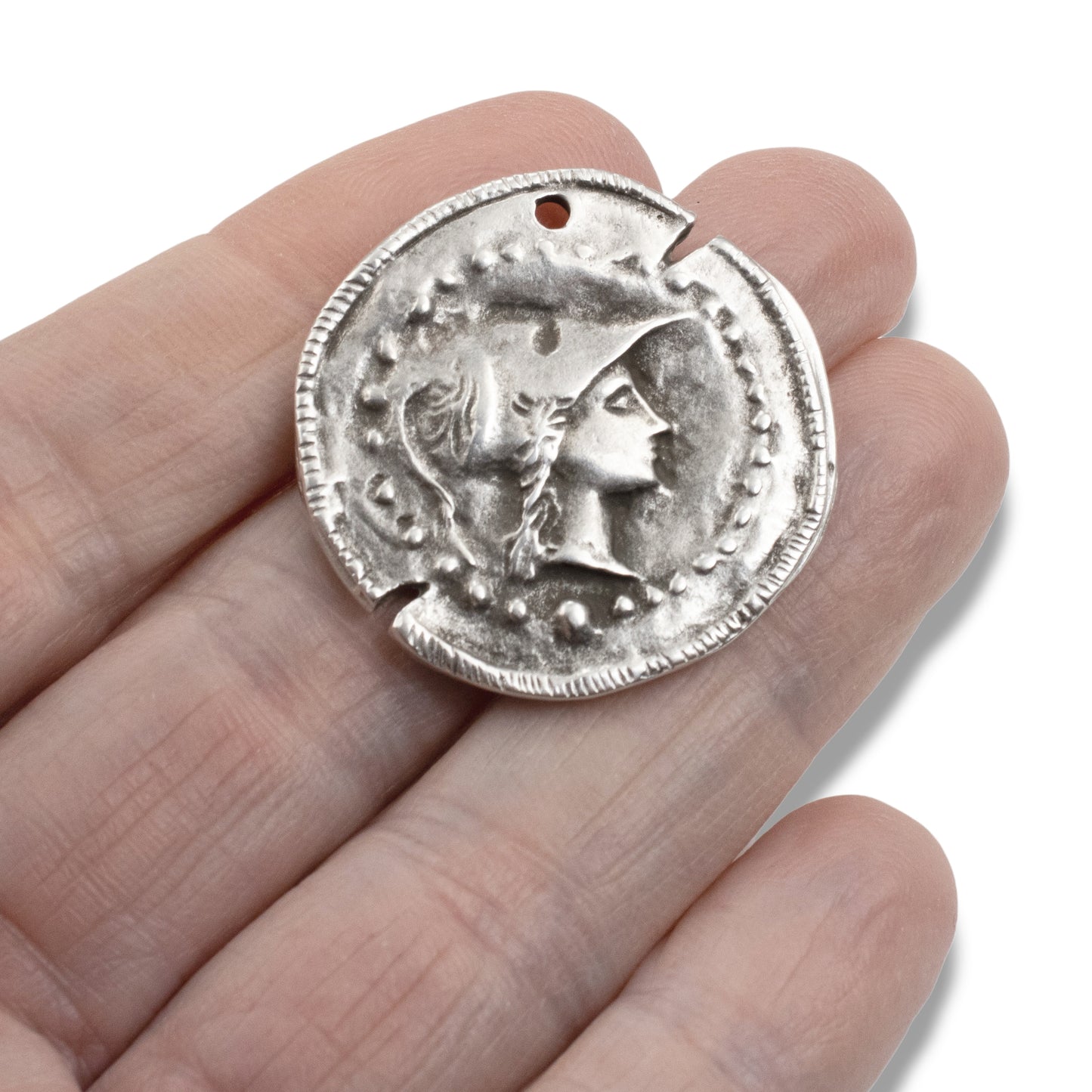 Athena Pendant: Greek Goddess Of Wisdom Silver-Plated 34mm Mythology Gift 1Pc