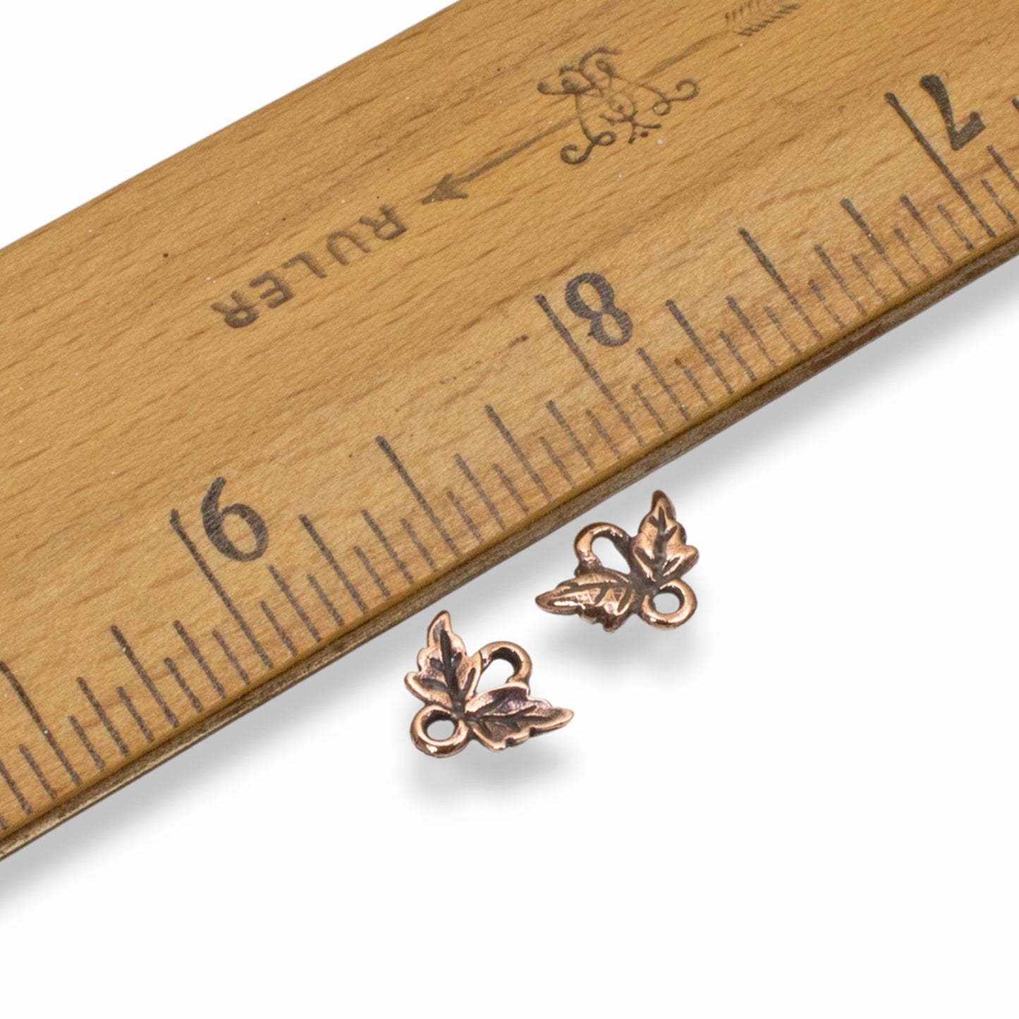 Copper Leaf Links: Antique Finish Rustic Autumn Boho Nature Jewelry Connectors 10-Pack