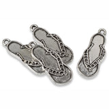 12 Silver Flip Flop Sandal Charms, Beach-Themed Pendant Pack for Crafts & Gifts