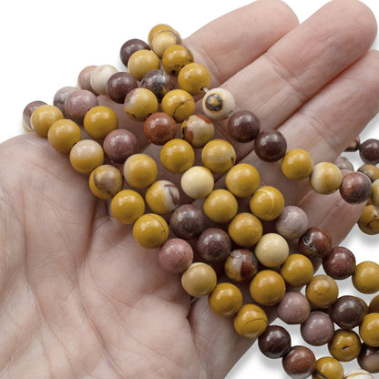 Mookaite Jasper Beads: 8mm Round Gemstone Strand Natural Stone Jewelry Making Earth Tone Mustard Burgundy 46pcs