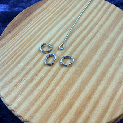 Titanium Oval Jump Rings, Large 3-Pack, Hypoallergenic Open Findings