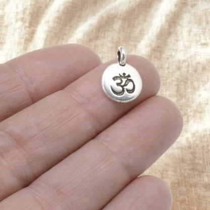 Om Charms Silver 2 Pack, TierraCast Hindu Yoga Meditation, Small Projects Spiritual Pendants, DIY Gifts