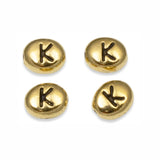 4 Gold Letter "K" Alphabet Beads, TierraCast Oval Initial Beads for DIY Jewelry