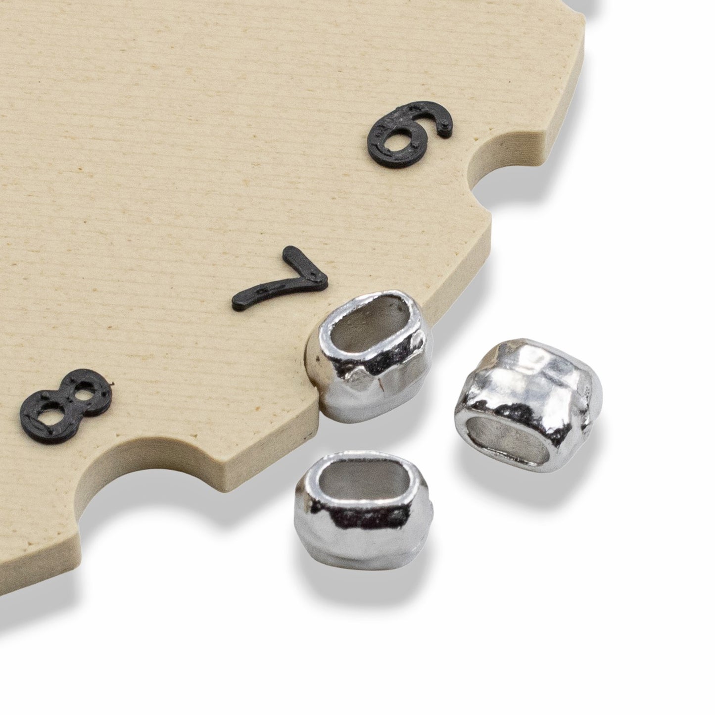 White Bronze Hammered Barrel Crimp Beads: Large Hole Leather Cord Spacers 10-Pack