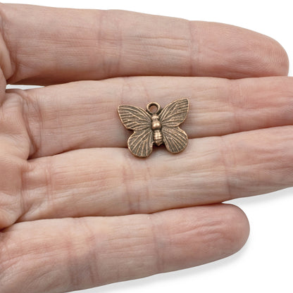 Antique Copper Butterfly Charms, 2-Pack Animal Lover Nature Jewelry, USA Made