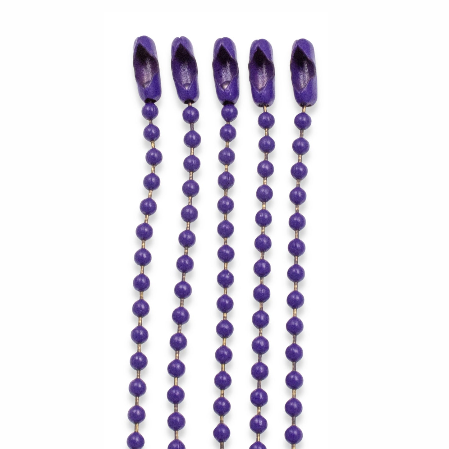 5-Pack Purple Ball Chain Necklaces - 30" Steel Bead Chains - 2.4mm #3 Dog Tags