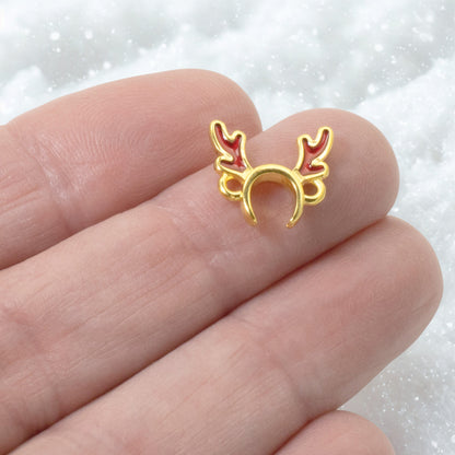 Antler Connector Links 4-Pack, 24k Gold Plated Reindeer Links, Christmas Jewelry Making
