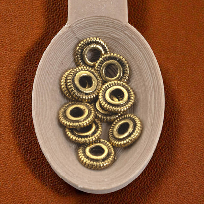 Antique Gold Spacer Beads 6mm: Line Edge Large Hole Pewter 10-Pack USA