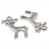 10 Silver Deer Charms, Nature Woodland Animal Pendant for DIY Jewelry & Crafts
