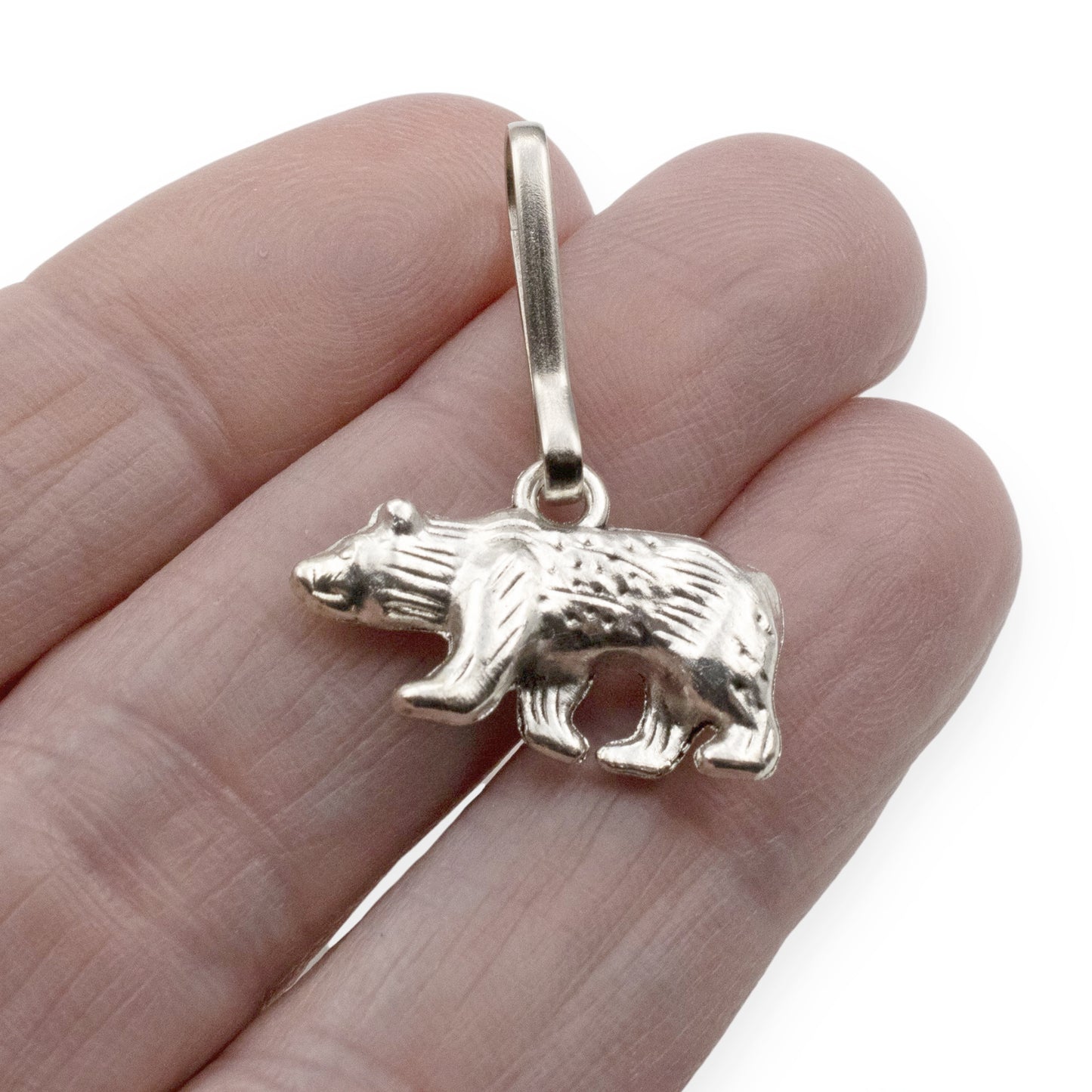 Bear Zipper Charm: Silver Wildlife Wilderness Nature Bag Keychain