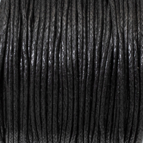 Black 1mm Waxed Cotton Cord - 25 Meters - Jewelry and Craft String