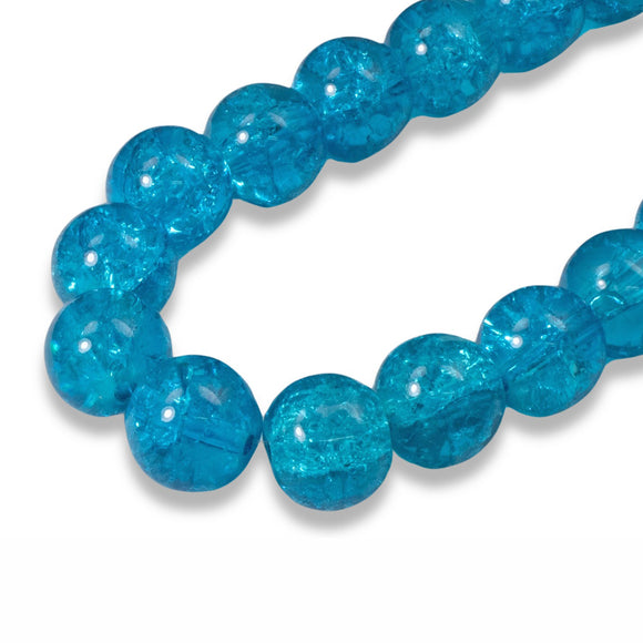 4mm Blue & Clear Round Glass Crackle Beads | Hackberry Creek
