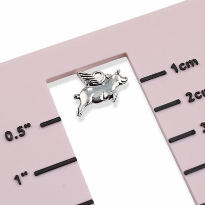 Silver Flying Pig Charms 20Pcs, Whimsical Novelty Metal Pendants Jewelry Supply