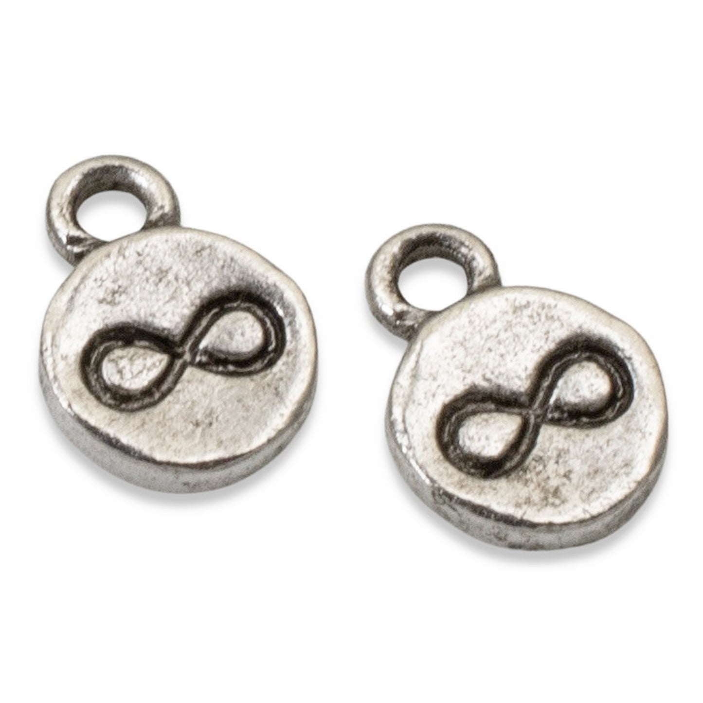 Silver Infinity Charms, 4-Pack Endless Possibilities Symbols, Rustic Design, Nunn Design USA Made