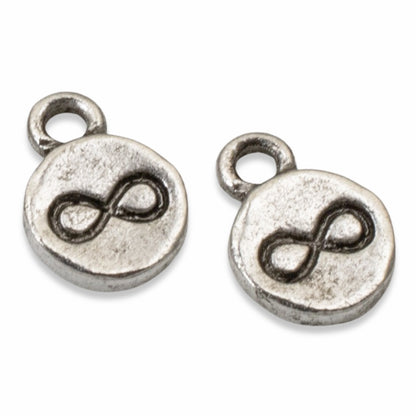 Silver Infinity Charms, 4-Pack Endless Possibilities Symbols, Rustic Design, Nunn Design USA Made