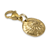 Gold Fossil Clip-on Charm, Prehistoric Elegance, Accessory for Bags and Jewelry