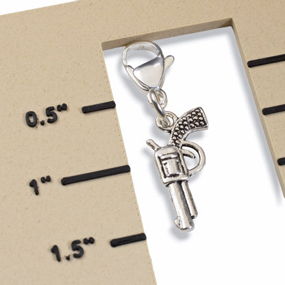 Gun Clip On Charm: Silver Six Shooter Revolver Purse Keychain Western