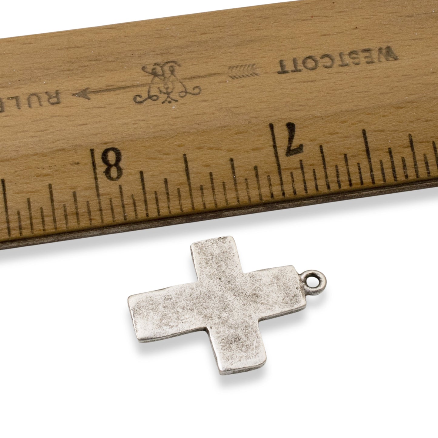 Hammered Cross Charms Antique Silver 2-Pack, Premium Nunn Design USA Made