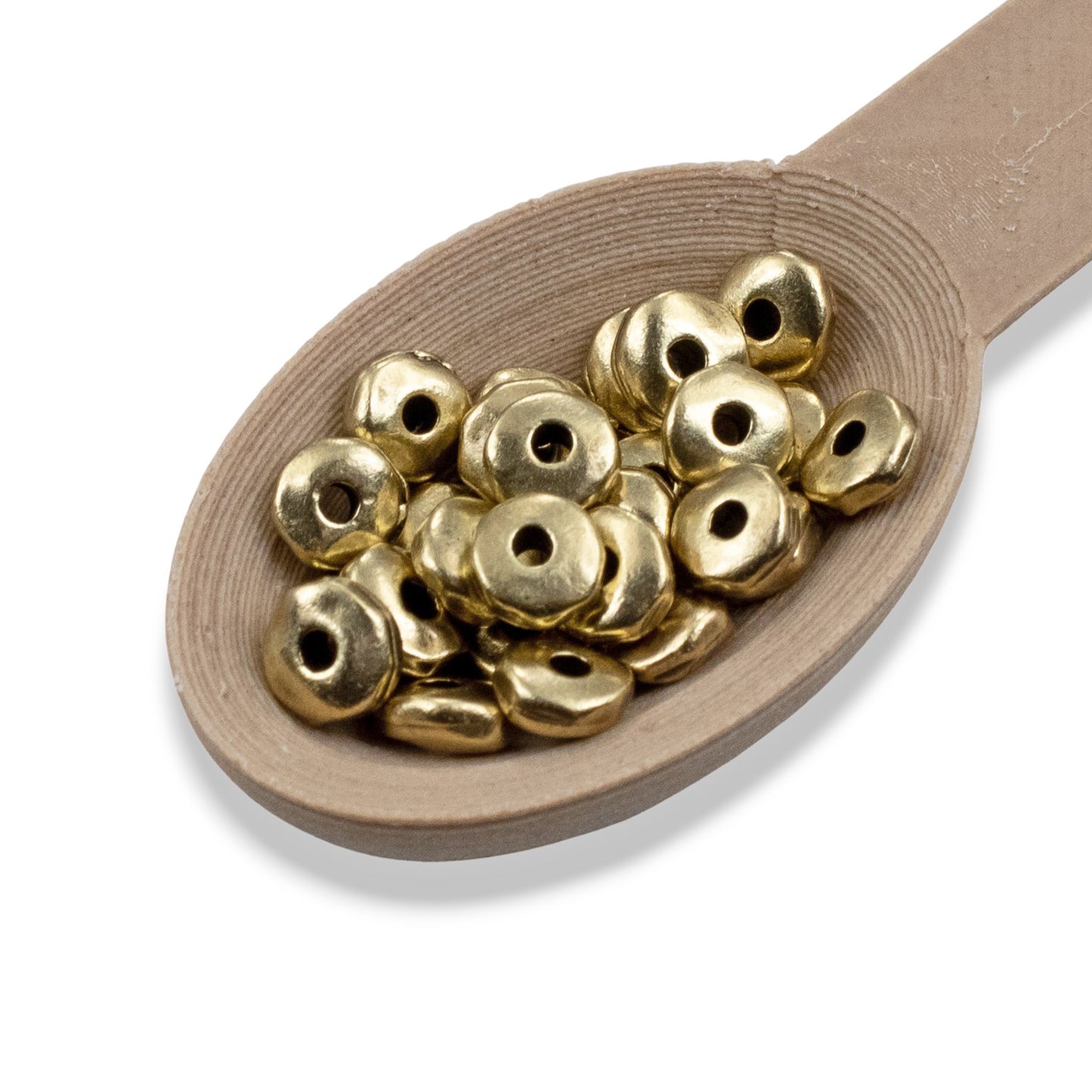 Brass Nugget Beads: Satin Brass Organic Pewter Spacers 5mm Limited Edition 25-Pack