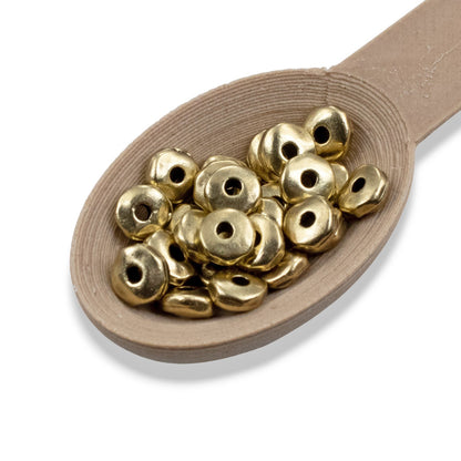 Brass Nugget Beads: Satin Brass Organic Pewter Spacers 5mm Limited Edition 25-Pack