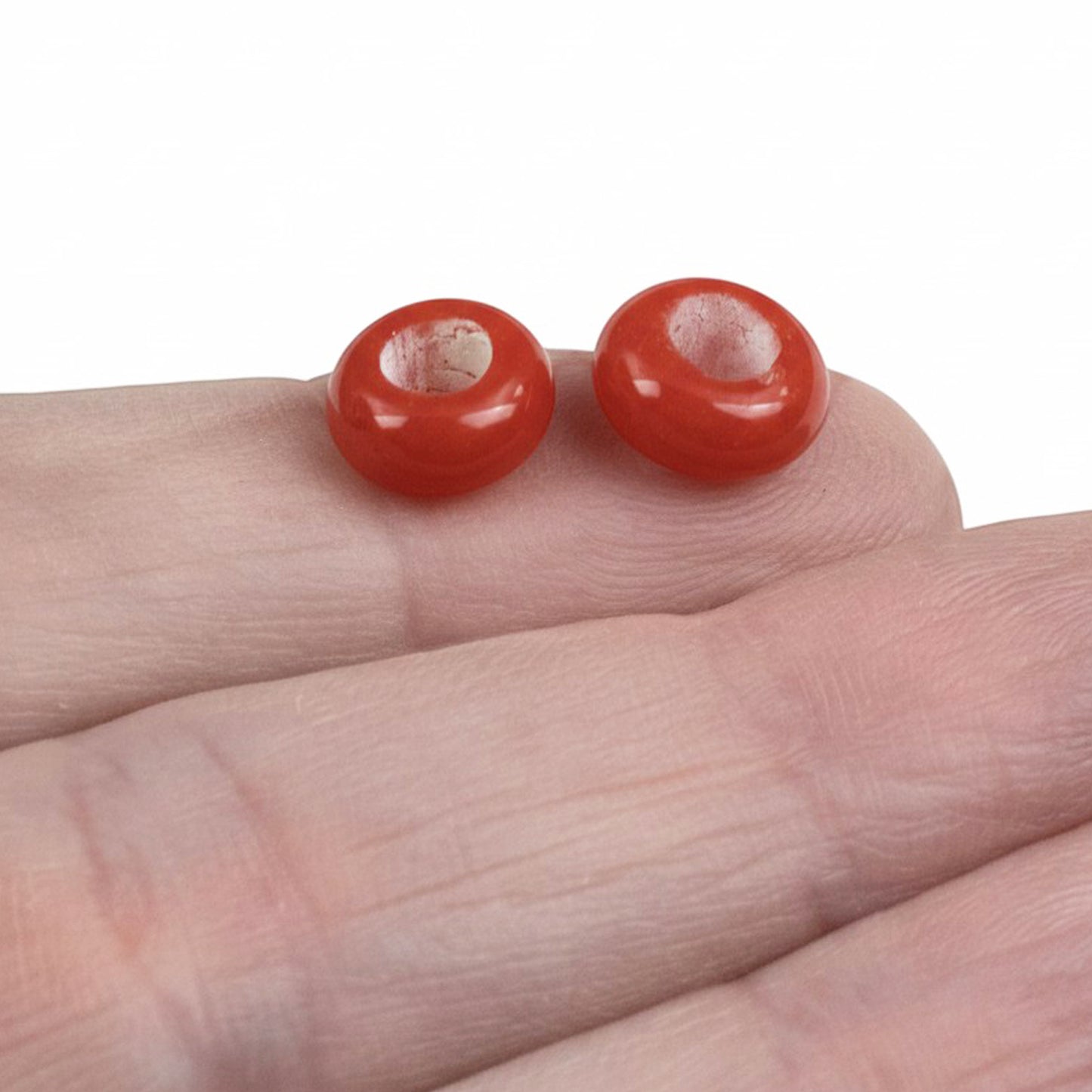 Red Rondelle Lampwork Beads: Indonesian Glass Large Hole 10mm Euro Style 10-Pack