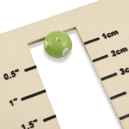 Green Swirl Flower Lampwork Beads: Opaque Lime Rondelle Glass 13mm 10-Pack