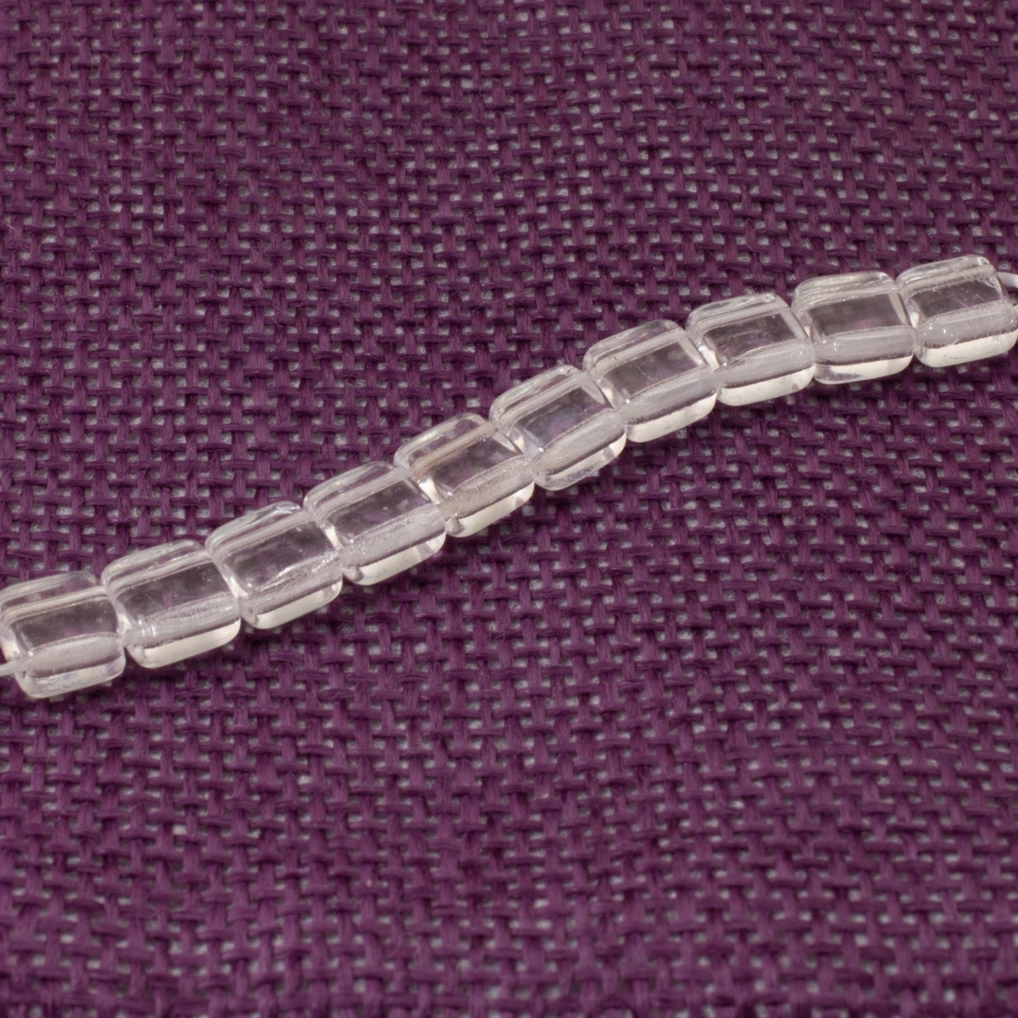 50 Square Tile Beads - Crystal Clear - 6mm 2-Hole Czech Glass for DIY Bracelets