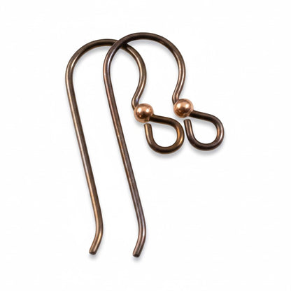 10 Bronze Niobium Ear Wires + Copper Bead Accent - Hypoallergenic Earring Hooks