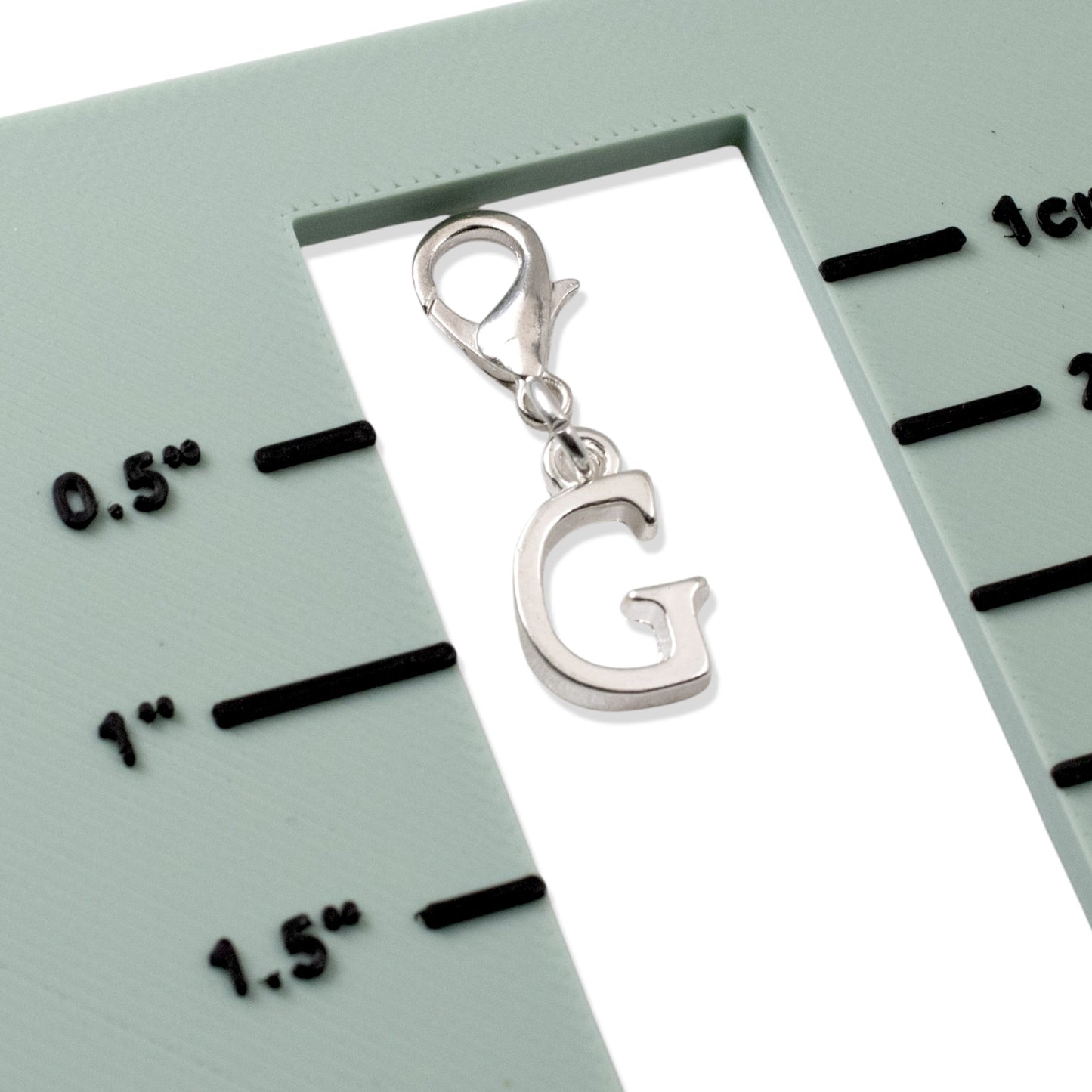 Letter "G" Clip On Charm, Silver Initial Alphabet Dangle with Lobster Clasp
