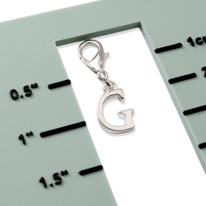 Letter "G" Clip On Charm, Silver Initial Alphabet Dangle with Lobster Clasp