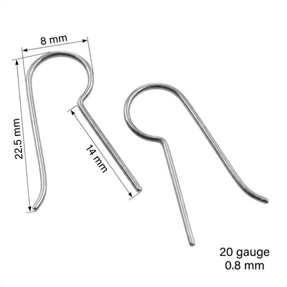 Titanium Ear Wire Blanks 50-Pack Bulk Straight Leg Earring Hooks for Custom Earrings Hypoallergenic
