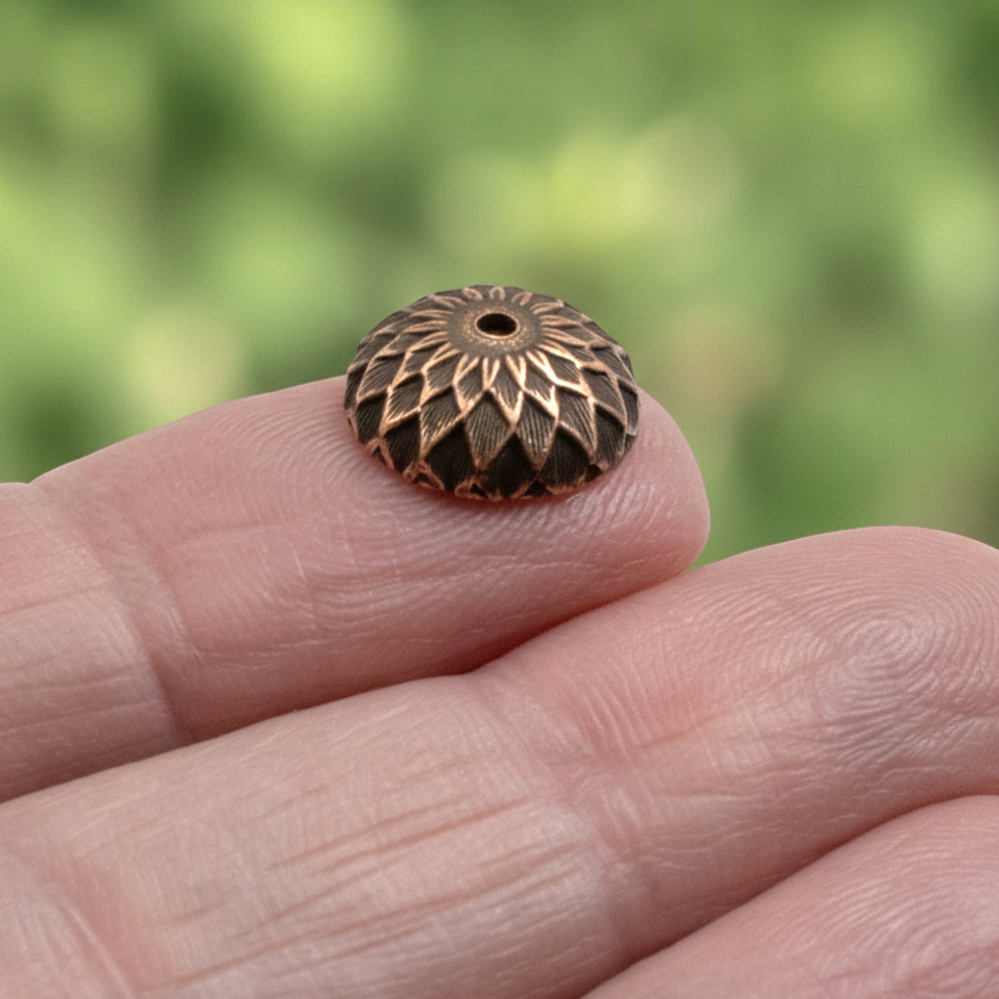 Copper Acorn Bead Caps: Antiqued 4-Pack Fits 12mm Beads Nunn Design Fall Jewelry