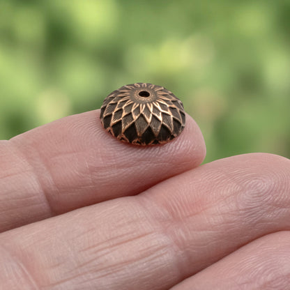 Copper Acorn Bead Caps: Antiqued 4-Pack Fits 12mm Beads Nunn Design Fall Jewelry