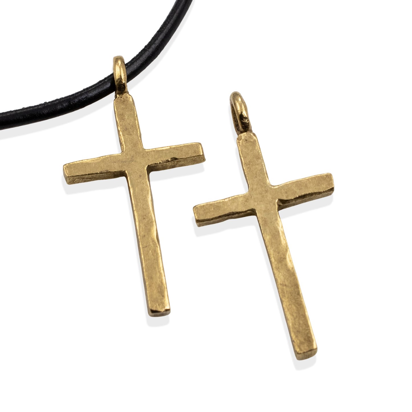 Large Traditional Cross Pendants: 2-Pc Gold 24k Plated Pewter 34mm USA Made
