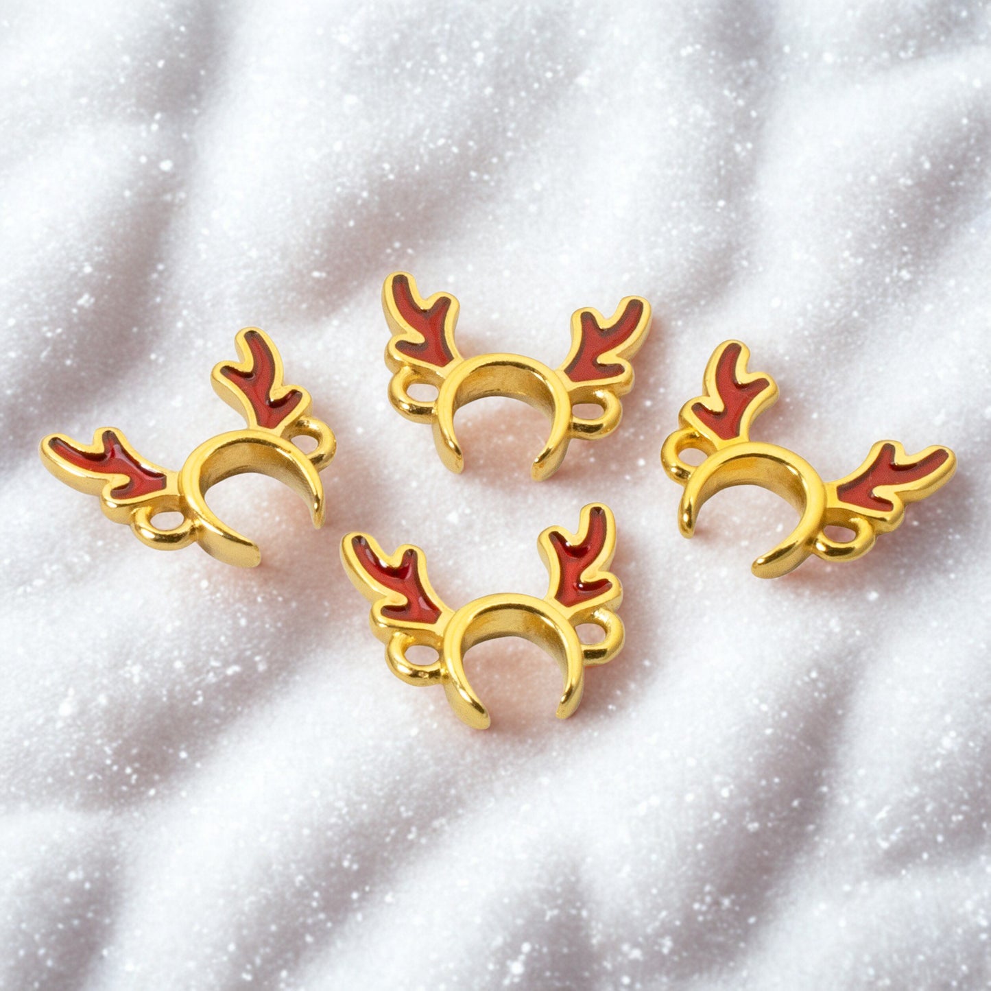 Antler Connector Links 4-Pack, 24k Gold Plated Reindeer Links, Christmas Jewelry Making