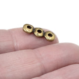 4 Antique Brass Nugget 3 Hole Bars, TierraCast 7mm Link Spacer for Multi-Strand Leather Cord Jewelry Making