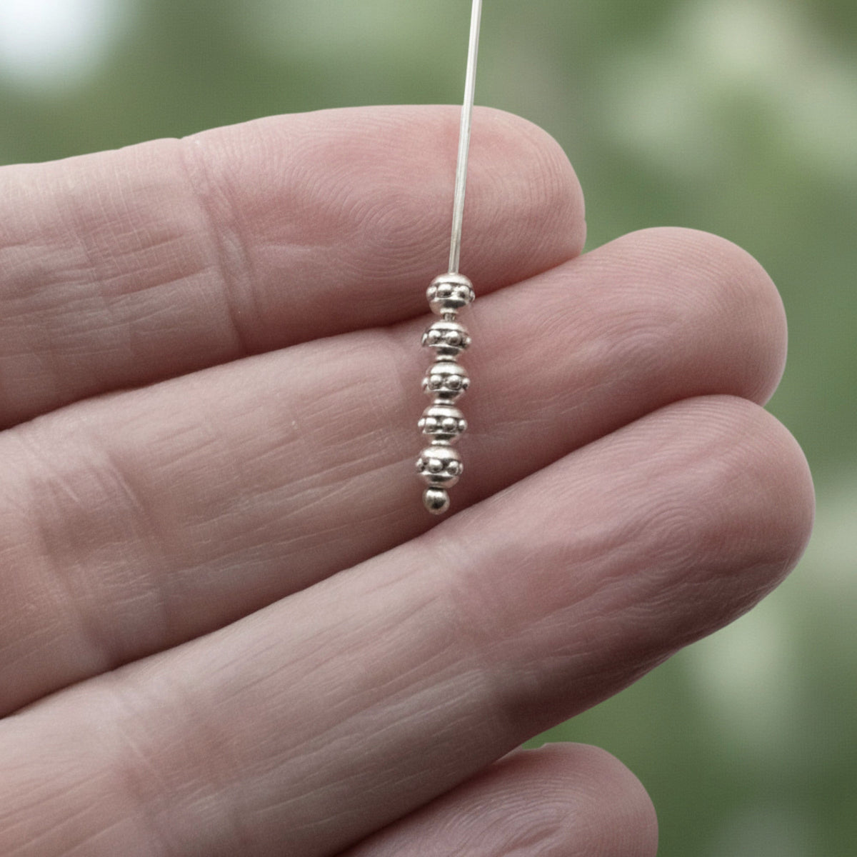 50 Silver Beaded 3mm Round Seed Beads, Tiny Accent Beads for Elegant Jewelry