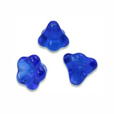 12 Sapphire Blue Bell Flower Beads, Czech Glass 11x13mm for DIY Jewelry & Crafts